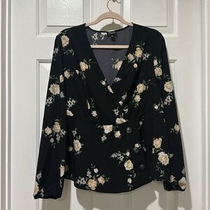 Long Sleeve Peplum top with V Neck, Torrid size 1